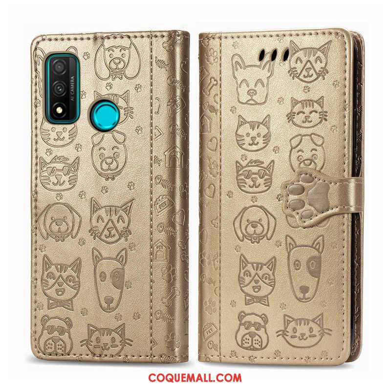 Étui Huawei P Smart 2020 En Cuir Gaufrage Protection, Coque Huawei P Smart 2020 Chiens Dessin Animé