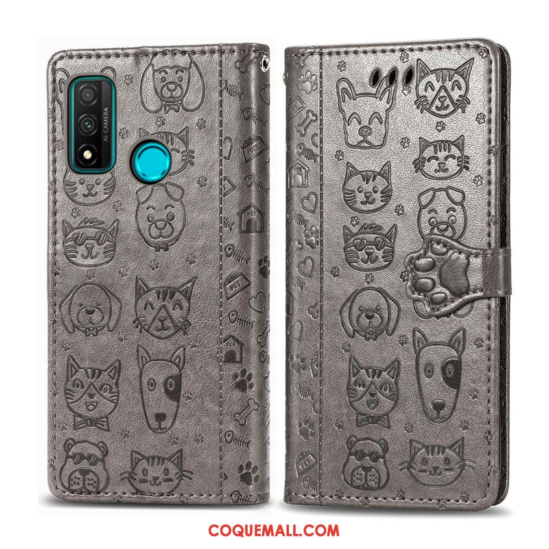 Étui Huawei P Smart 2020 En Cuir Gaufrage Protection, Coque Huawei P Smart 2020 Chiens Dessin Animé