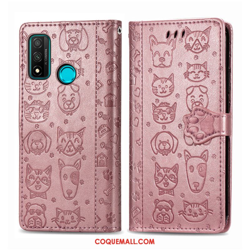 Étui Huawei P Smart 2020 En Cuir Gaufrage Protection, Coque Huawei P Smart 2020 Chiens Dessin Animé