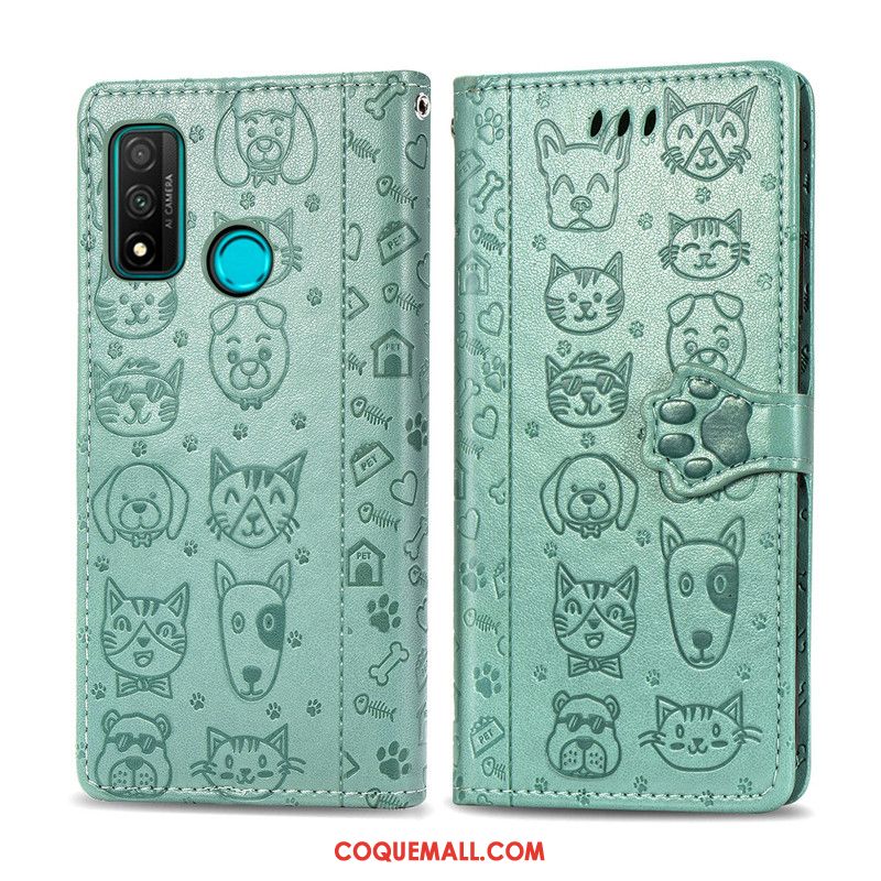 Étui Huawei P Smart 2020 En Cuir Gaufrage Protection, Coque Huawei P Smart 2020 Chiens Dessin Animé