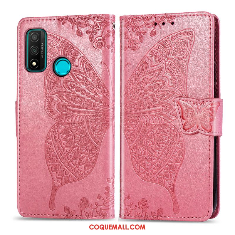 Étui Huawei P Smart 2020 Papillon Gaufrage En Cuir, Coque Huawei P Smart 2020 Fleur Protection