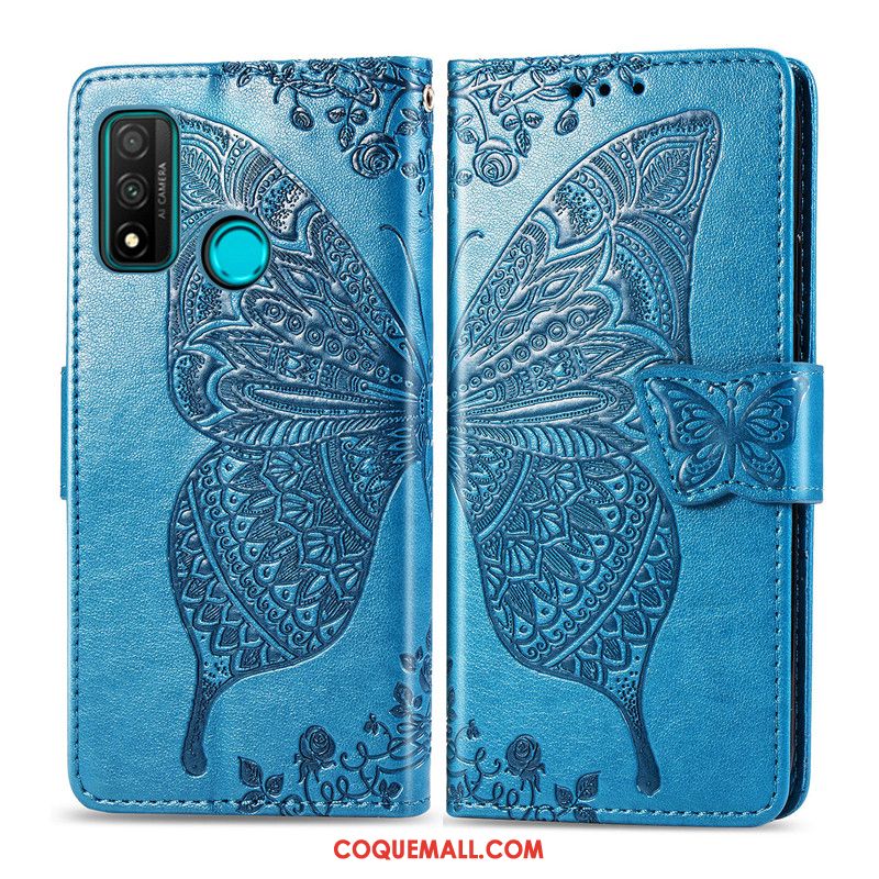 Étui Huawei P Smart 2020 Papillon Gaufrage En Cuir, Coque Huawei P Smart 2020 Fleur Protection