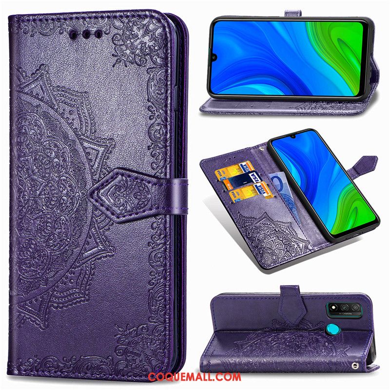 Étui Huawei P Smart 2020 Similicuir Gaufrage Couleur Unie, Coque Huawei P Smart 2020 Téléphone Portable Protection