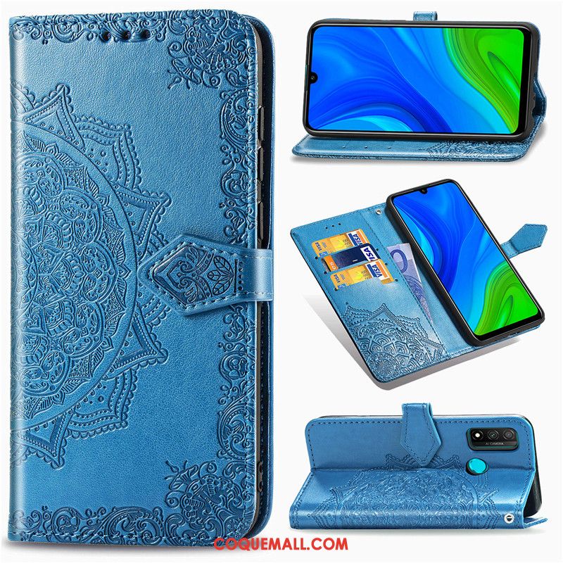 Étui Huawei P Smart 2020 Similicuir Gaufrage Couleur Unie, Coque Huawei P Smart 2020 Téléphone Portable Protection