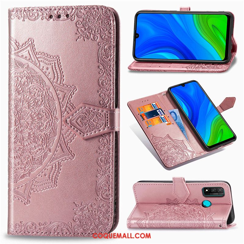 Étui Huawei P Smart 2020 Similicuir Gaufrage Couleur Unie, Coque Huawei P Smart 2020 Téléphone Portable Protection