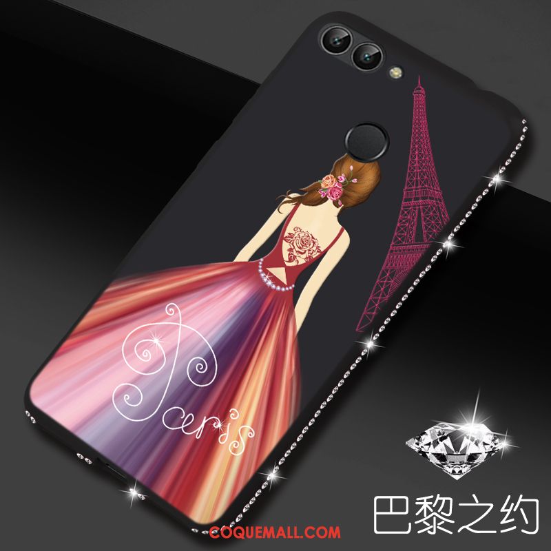 Étui Huawei P Smart Dessin Animé Téléphone Portable Strass, Coque Huawei P Smart Rouge