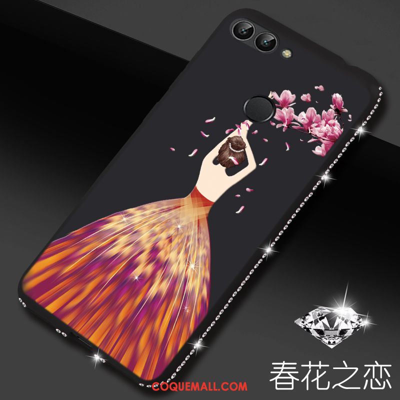 Étui Huawei P Smart Dessin Animé Téléphone Portable Strass, Coque Huawei P Smart Rouge