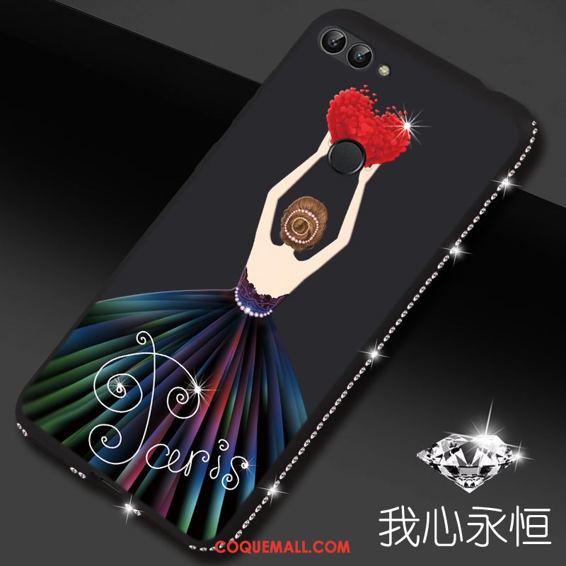 Étui Huawei P Smart Dessin Animé Téléphone Portable Strass, Coque Huawei P Smart Rouge