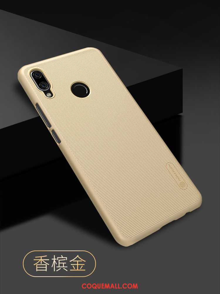 Étui Huawei P Smart+ Délavé En Daim Protection Or, Coque Huawei P Smart+ Difficile Antidérapant