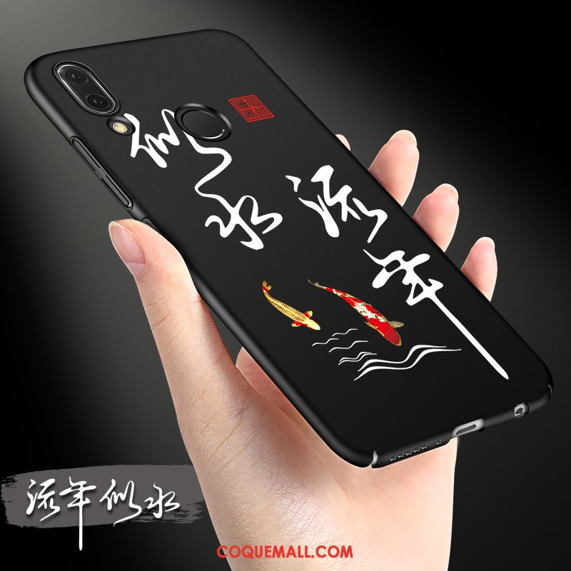 Étui Huawei P Smart+ Délavé En Daim Téléphone Portable Incassable, Coque Huawei P Smart+ Protection Noir