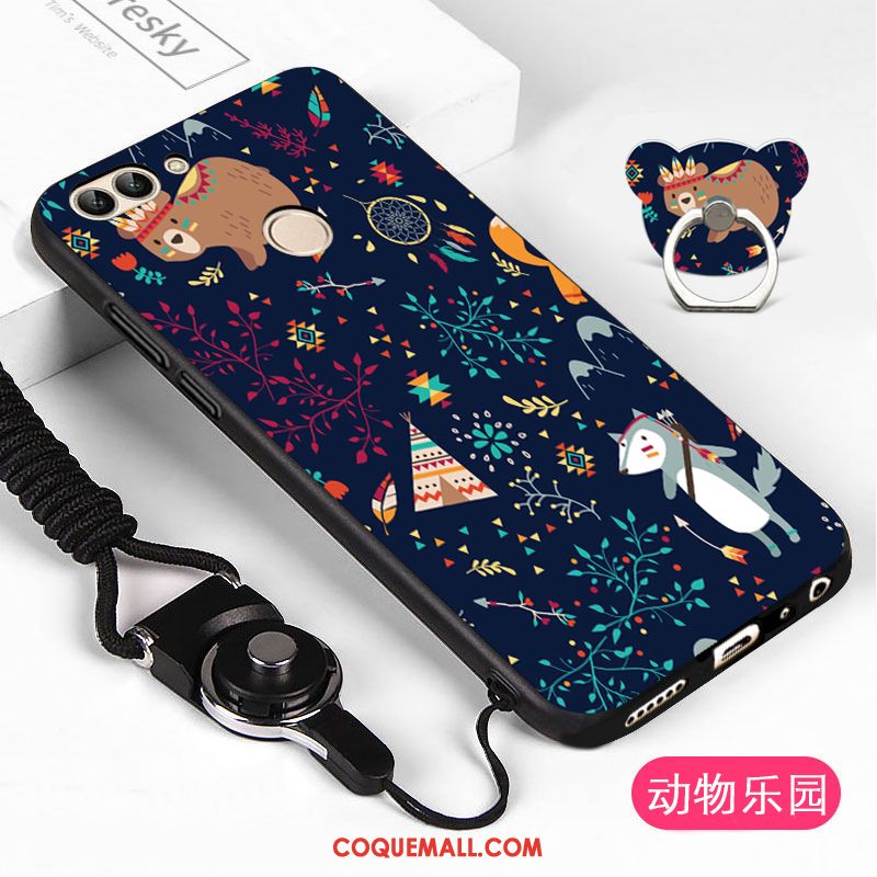 Étui Huawei P Smart Fluide Doux Dessin Animé Téléphone Portable, Coque Huawei P Smart Blanc Tout Compris