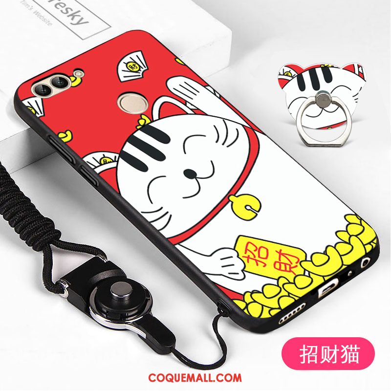 Étui Huawei P Smart Fluide Doux Dessin Animé Téléphone Portable, Coque Huawei P Smart Blanc Tout Compris