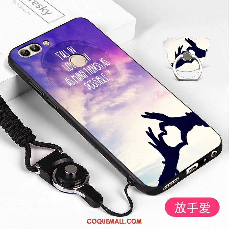 Étui Huawei P Smart Fluide Doux Dessin Animé Téléphone Portable, Coque Huawei P Smart Blanc Tout Compris