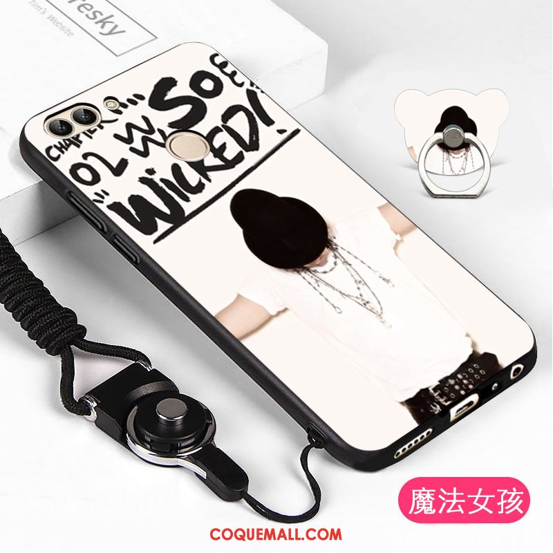 Étui Huawei P Smart Fluide Doux Dessin Animé Téléphone Portable, Coque Huawei P Smart Blanc Tout Compris