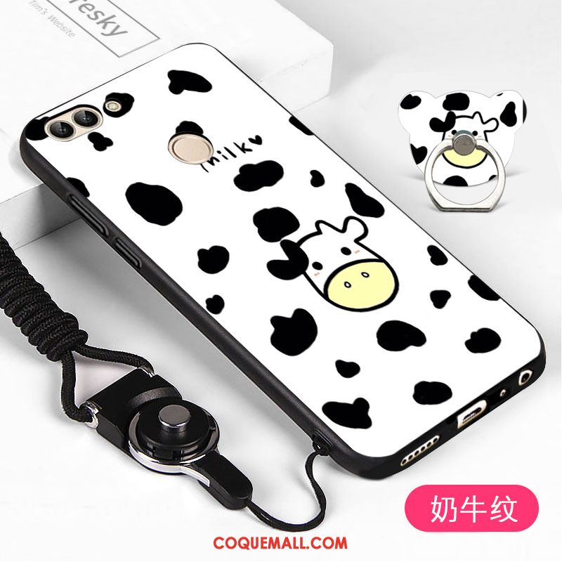 Étui Huawei P Smart Fluide Doux Dessin Animé Téléphone Portable, Coque Huawei P Smart Blanc Tout Compris