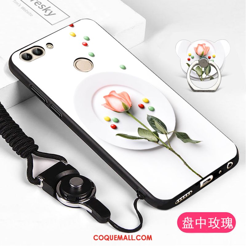 Étui Huawei P Smart Fluide Doux Dessin Animé Téléphone Portable, Coque Huawei P Smart Blanc Tout Compris