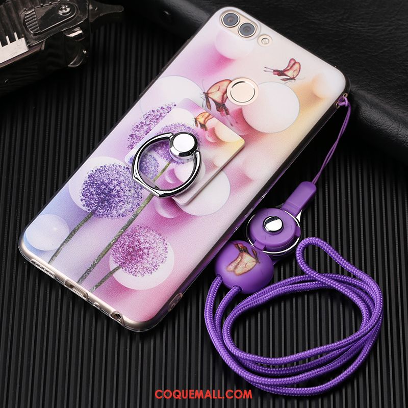 Étui Huawei P Smart Fluide Doux Dessin Animé Violet, Coque Huawei P Smart Tout Compris Incassable