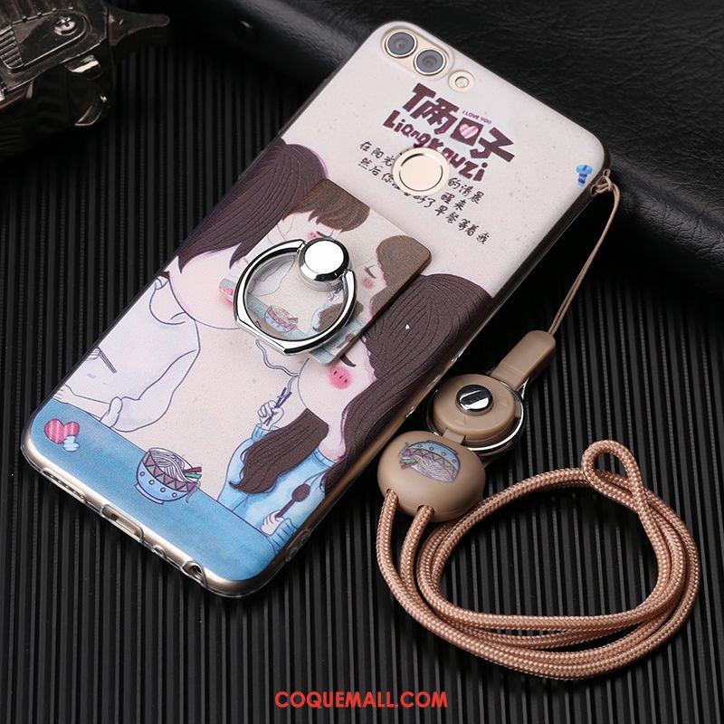 Étui Huawei P Smart Fluide Doux Dessin Animé Violet, Coque Huawei P Smart Tout Compris Incassable