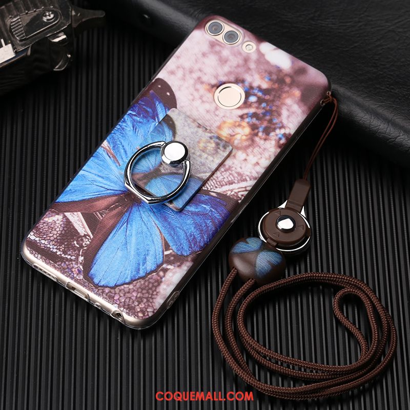 Étui Huawei P Smart Fluide Doux Dessin Animé Violet, Coque Huawei P Smart Tout Compris Incassable