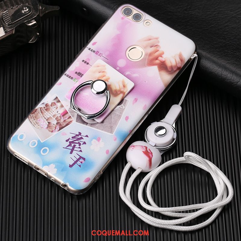 Étui Huawei P Smart Fluide Doux Dessin Animé Violet, Coque Huawei P Smart Tout Compris Incassable