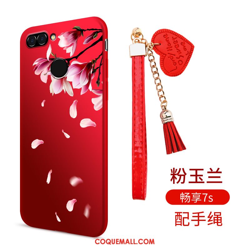 Étui Huawei P Smart Fluide Doux Silicone Rouge, Coque Huawei P Smart Téléphone Portable Incassable