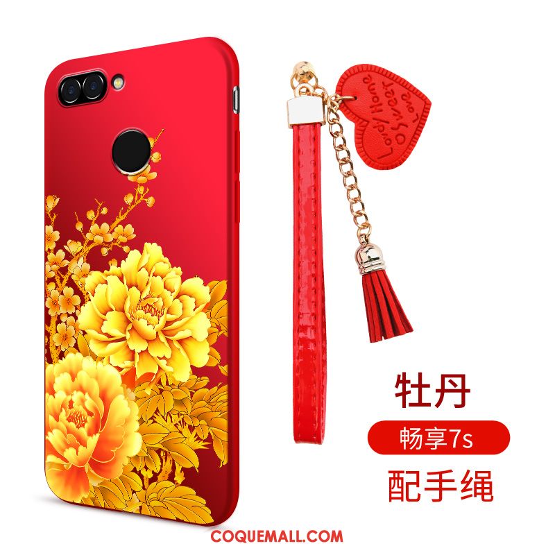 Étui Huawei P Smart Fluide Doux Silicone Rouge, Coque Huawei P Smart Téléphone Portable Incassable