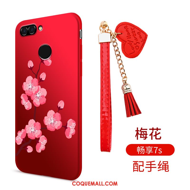 Étui Huawei P Smart Fluide Doux Silicone Rouge, Coque Huawei P Smart Téléphone Portable Incassable