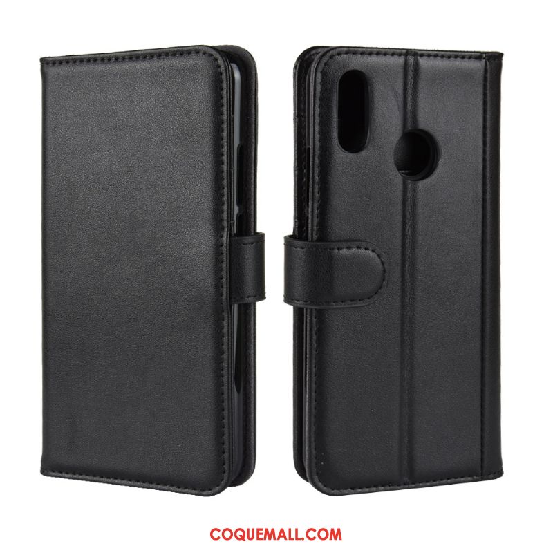 Étui Huawei P Smart+ Incassable Protection Téléphone Portable, Coque Huawei P Smart+ Portefeuille Cuir Véritable Braun