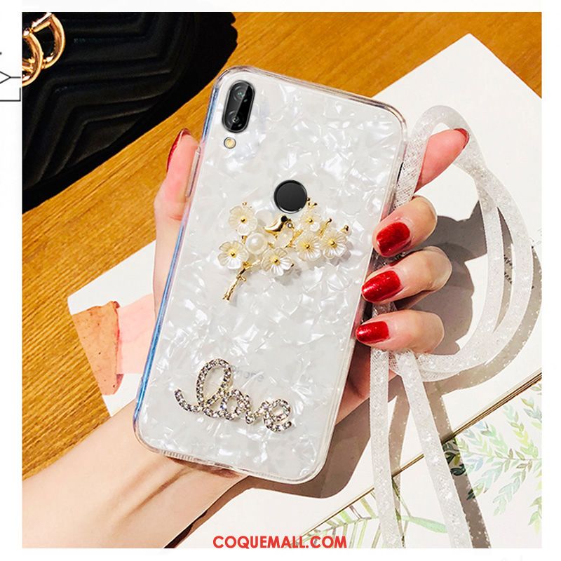 Étui Huawei P Smart+ Incruster Strass Fluide Doux Ornements Suspendus, Coque Huawei P Smart+ Silicone Tendance