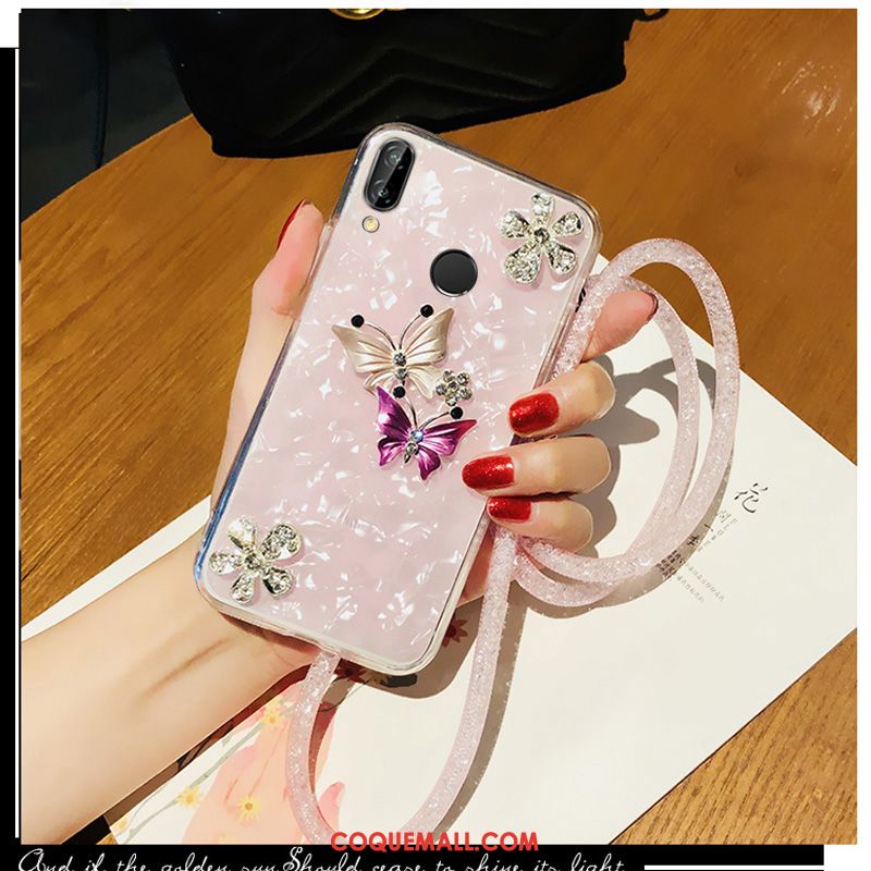 Étui Huawei P Smart+ Incruster Strass Fluide Doux Ornements Suspendus, Coque Huawei P Smart+ Silicone Tendance