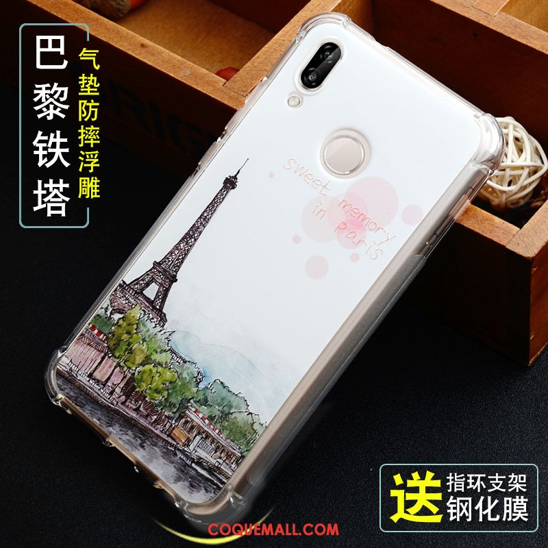 Étui Huawei P Smart+ Jeunesse Protection Gaufrage, Coque Huawei P Smart+ Fluide Doux Vert