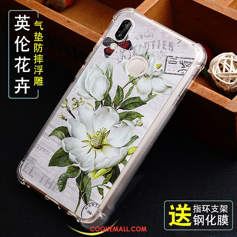 Étui Huawei P Smart+ Jeunesse Protection Gaufrage, Coque Huawei P Smart+ Fluide Doux Vert