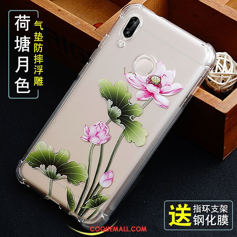 Étui Huawei P Smart+ Jeunesse Protection Gaufrage, Coque Huawei P Smart+ Fluide Doux Vert