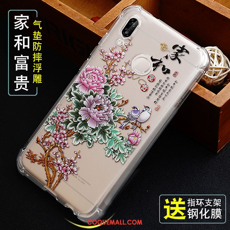 Étui Huawei P Smart+ Jeunesse Protection Gaufrage, Coque Huawei P Smart+ Fluide Doux Vert