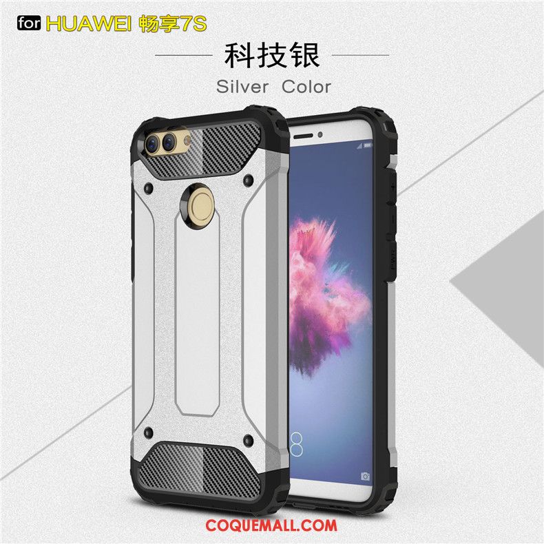 Étui Huawei P Smart Métal Protection Silicone, Coque Huawei P Smart Créatif Argent