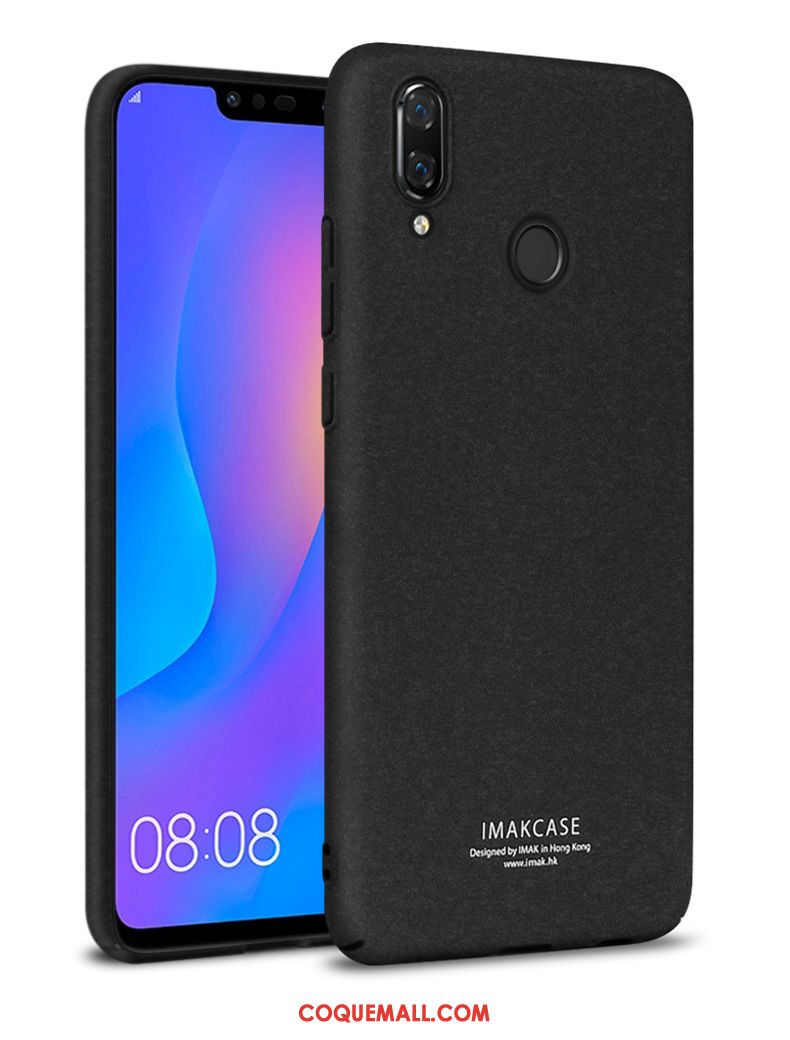 Étui Huawei P Smart+ Net Rouge Délavé En Daim Noir, Coque Huawei P Smart+ Téléphone Portable Protection