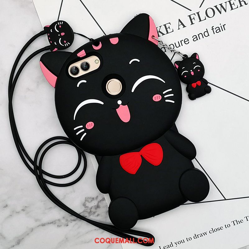 Étui Huawei P Smart Noir Dessin Animé Téléphone Portable, Coque Huawei P Smart Silicone Protection