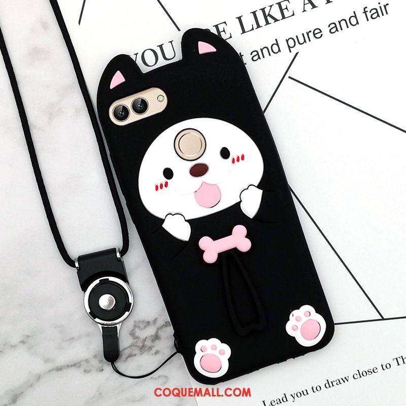 Étui Huawei P Smart Noir Dessin Animé Téléphone Portable, Coque Huawei P Smart Silicone Protection