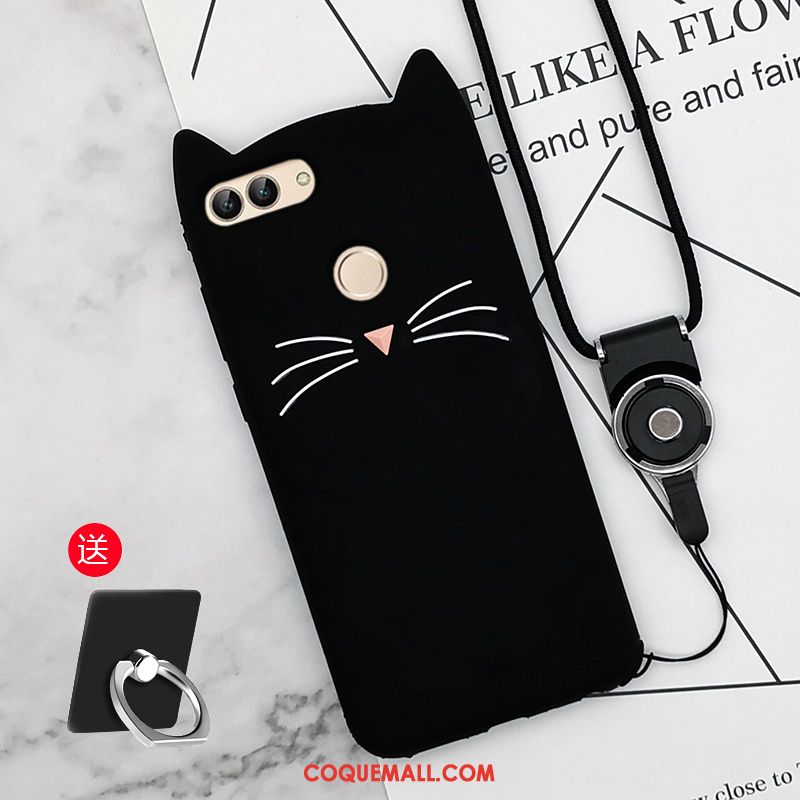 Étui Huawei P Smart Noir Dessin Animé Téléphone Portable, Coque Huawei P Smart Silicone Protection