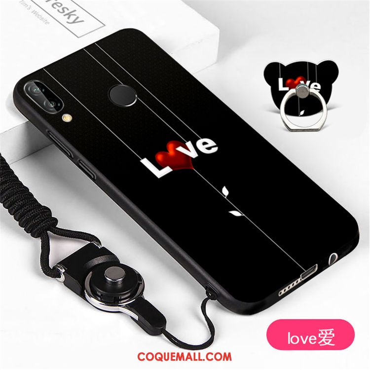Étui Huawei P Smart+ Noir Incassable Personnalité, Coque Huawei P Smart+ Ornements Suspendus Téléphone Portable