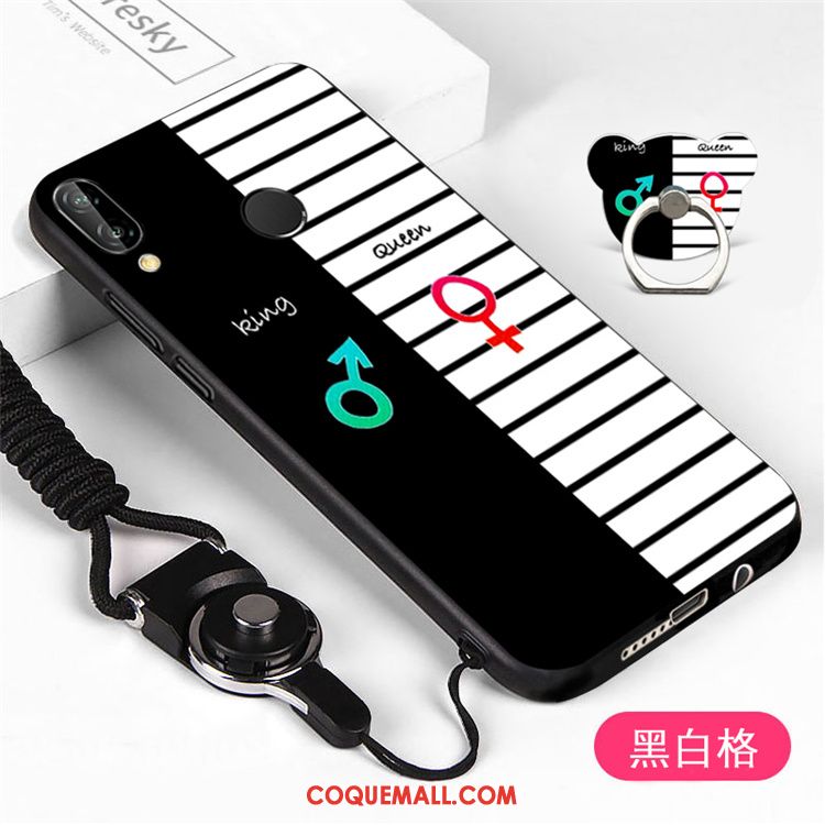 Étui Huawei P Smart+ Noir Incassable Personnalité, Coque Huawei P Smart+ Ornements Suspendus Téléphone Portable