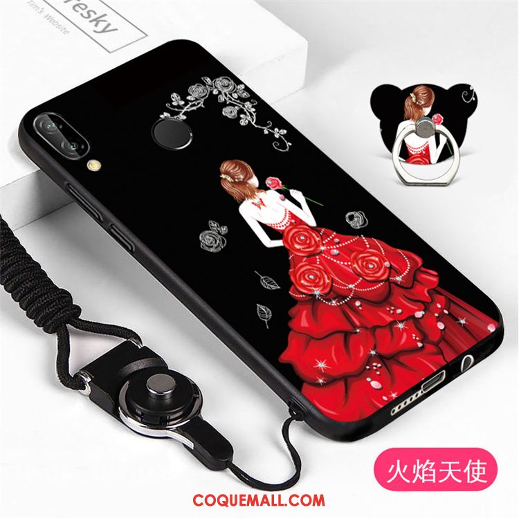 Étui Huawei P Smart+ Noir Incassable Personnalité, Coque Huawei P Smart+ Ornements Suspendus Téléphone Portable