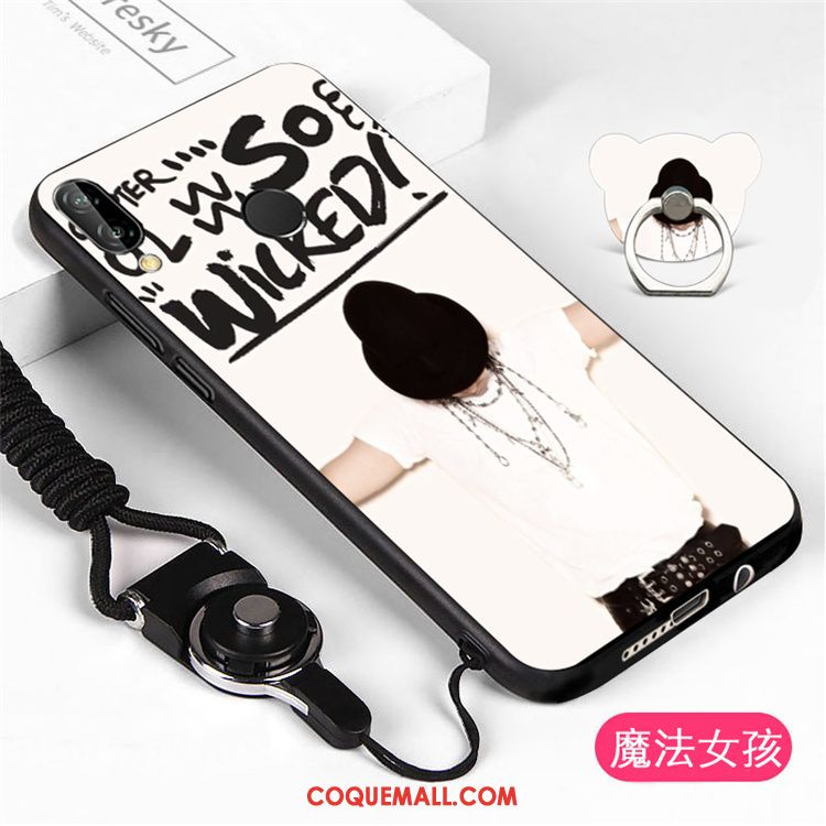 Étui Huawei P Smart+ Noir Incassable Personnalité, Coque Huawei P Smart+ Ornements Suspendus Téléphone Portable