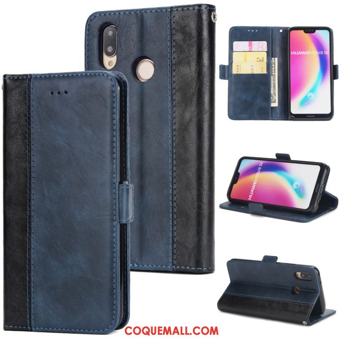 Étui Huawei P Smart+ Nouveau Téléphone Portable Carte, Coque Huawei P Smart+ Étui En Cuir Tout Compris Braun