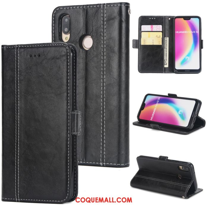 Étui Huawei P Smart+ Nouveau Téléphone Portable Carte, Coque Huawei P Smart+ Étui En Cuir Tout Compris Braun