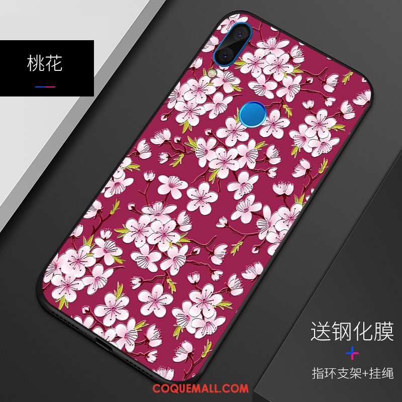 Étui Huawei P Smart+ Personnalité Rouge Gaufrage, Coque Huawei P Smart+ Tout Compris Téléphone Portable