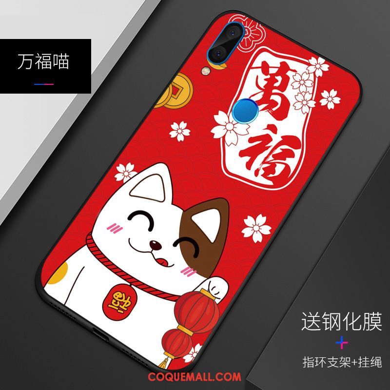 Étui Huawei P Smart+ Personnalité Rouge Gaufrage, Coque Huawei P Smart+ Tout Compris Téléphone Portable