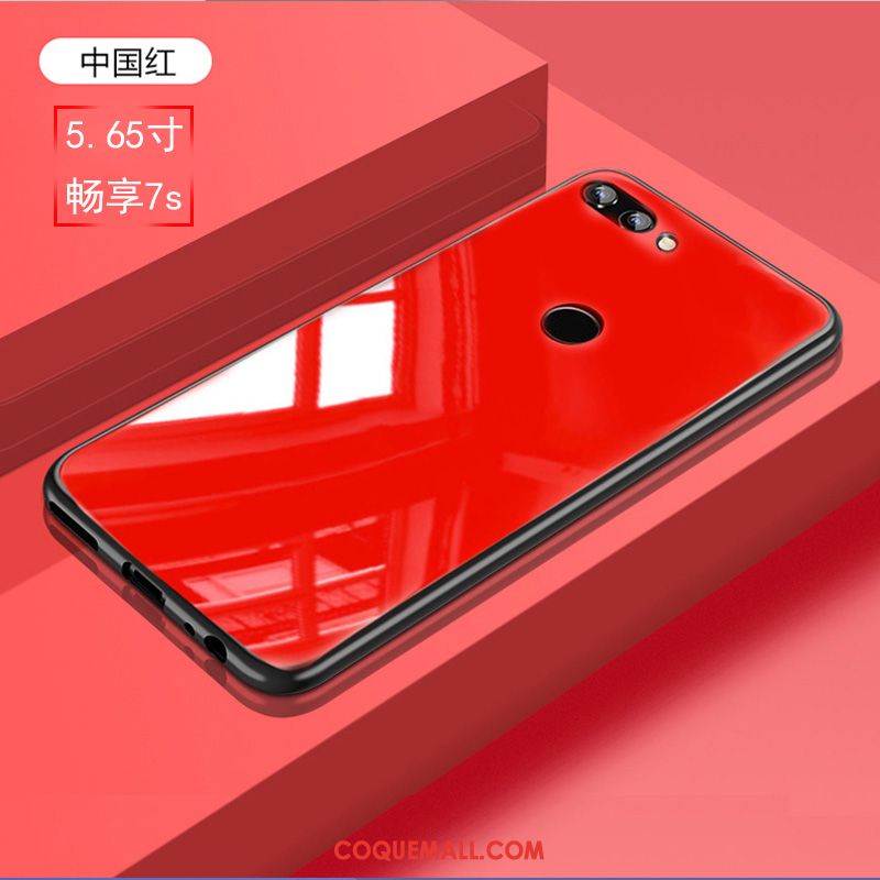 Étui Huawei P Smart Rouge Créatif Personnalité, Coque Huawei P Smart Verre Trempé Verre