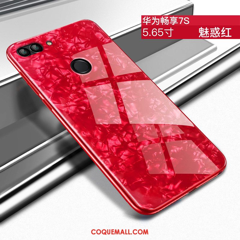 Étui Huawei P Smart Rouge Créatif Personnalité, Coque Huawei P Smart Verre Trempé Verre