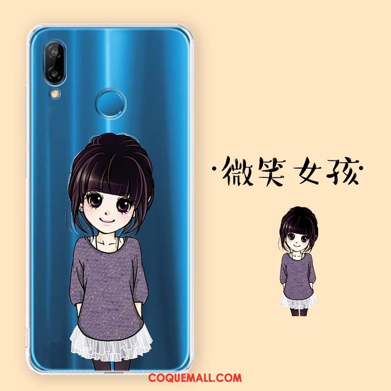 Étui Huawei P Smart+ Silicone Blanc Téléphone Portable, Coque Huawei P Smart+ Fluide Doux Transparent